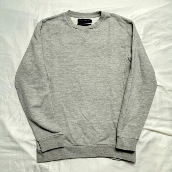 Zara Man Essentials Textured Crewneck Sweatshirt Grey S - Picture 1 of 8
